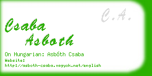 csaba asboth business card
